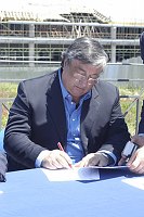 Cerimonia di consegna dei lavori per il nuovo plazzetto dello sport <br>Campobasso 19 maggio 2003 