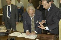 Cerimonia di consegna dei lavori per il nuovo plazzetto dello sport <br>Campobasso 19 maggio 2003 